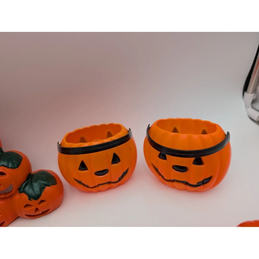 Halloween Decor Lot Orange Jack O Lantern Ghost Cat Figurines Ceramic Magnets